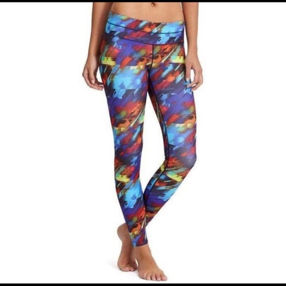 Athleta Paint Splatter Rainbow Tie Dye Workout Leggings M NWOT - Picture 2 of 3